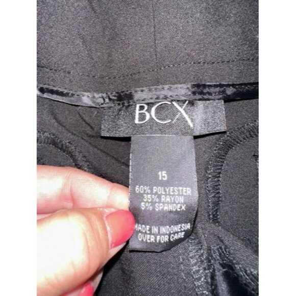 BCX Pants Juniors' Size 15 Black Bootcut Trouser Pants Work Wear Casual Faux - Picture 10 of 13